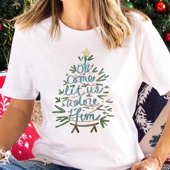 Gildan Other - Oh Come Let Us Adore Him Christmas Christian T-Shirt